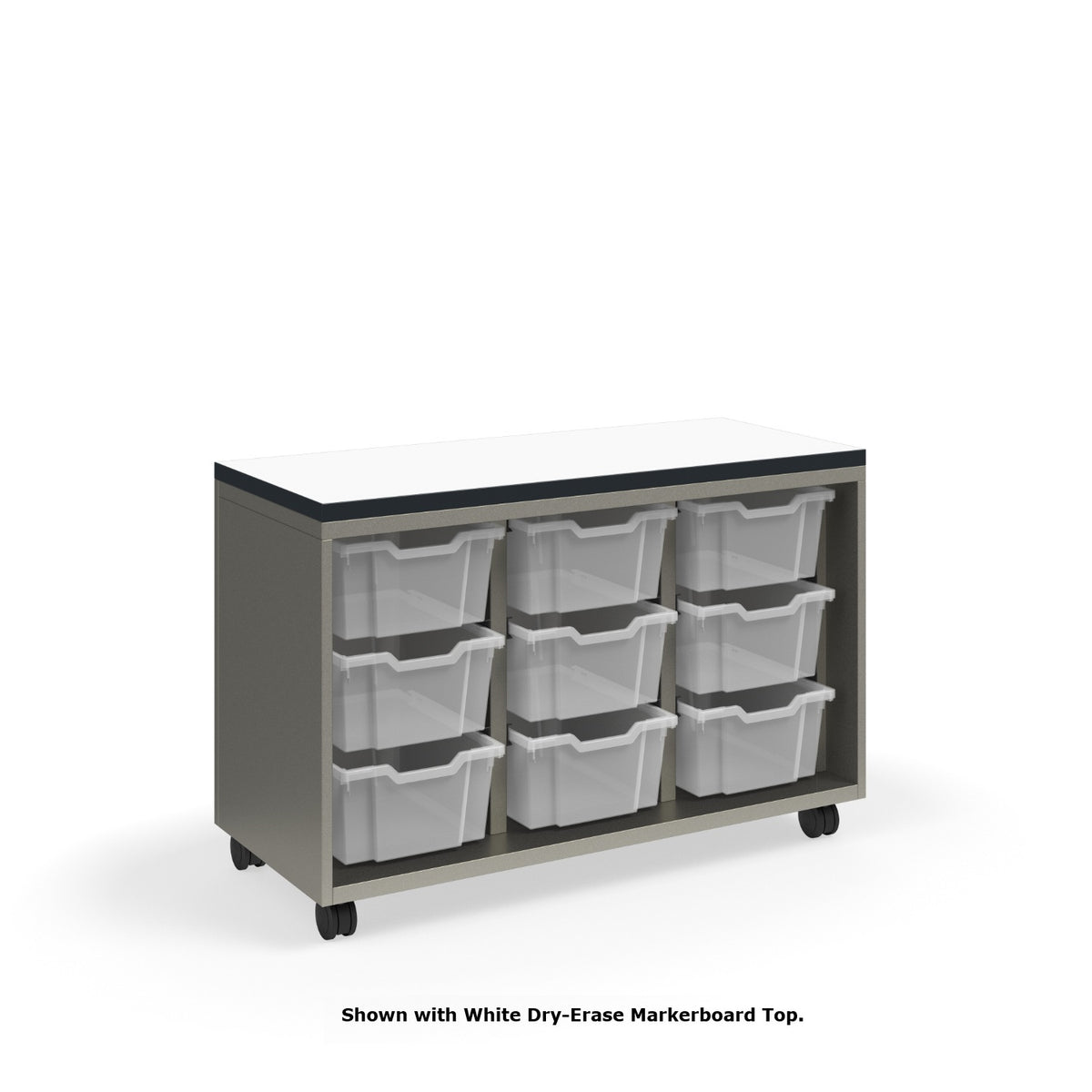 KI Ruckus Tote Storage with Laminate Top, Short 3-Column Open Unit with (9) 6" Totes, FREE SHIPPING