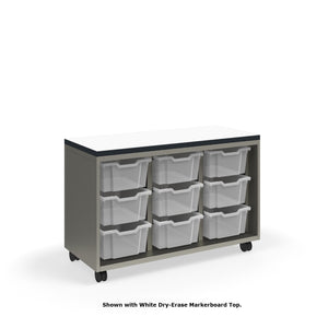 Ruckus Tote Storage with Laminate Top, Short 3-Column Open Unit with (9) 6" Totes, FREE SHIPPING
