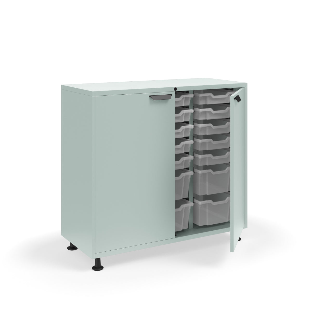 KI Ruckus Tote Storage, Tall 3-Column Unit with Doors (15) 3" Totes and (6) 6" Totes, FREE SHIPPING