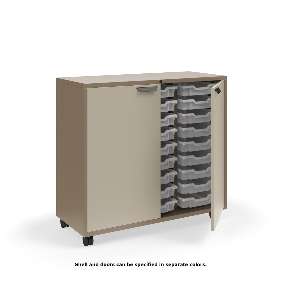 KI Ruckus Tote Storage, Tall 3-Column Unit with Doors and (27) 3" Totes, FREE SHIPPING