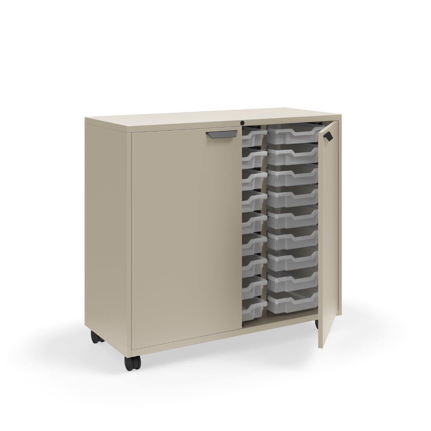 KI Ruckus Tote Storage, Tall 3-Column Unit with Doors and (27) 3" Totes, FREE SHIPPING