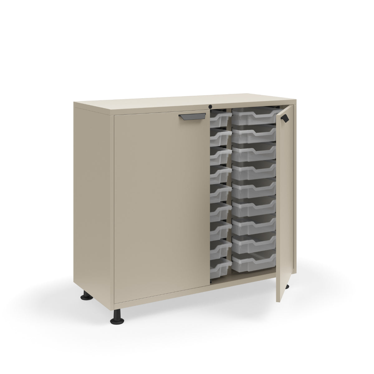 KI Ruckus Tote Storage, Tall 3-Column Unit with Doors and (27) 3" Totes, FREE SHIPPING