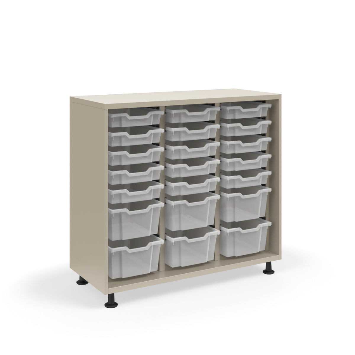 KI Ruckus Tote Storage, Tall 3-Column Open Unit with (15) 3" Totes and (6) 6" Totes, FREE SHIPPING