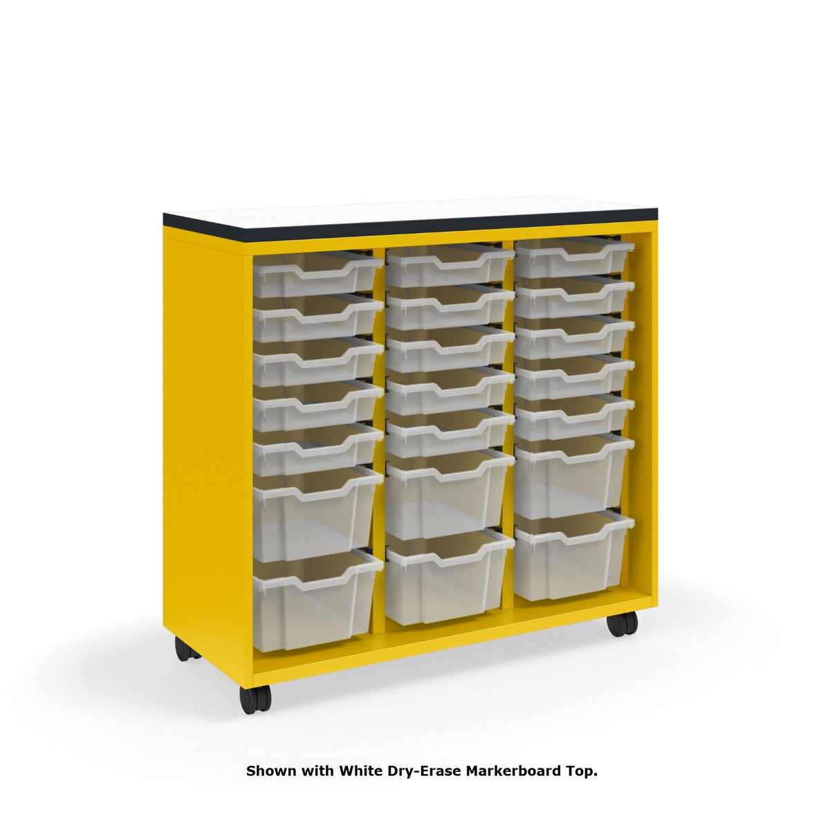 KI Ruckus Tote Storage with Laminate Top, Tall 3-Column Open Unit with (15) 3" Totes and (6) 6" Totes, FREE SHIPPING