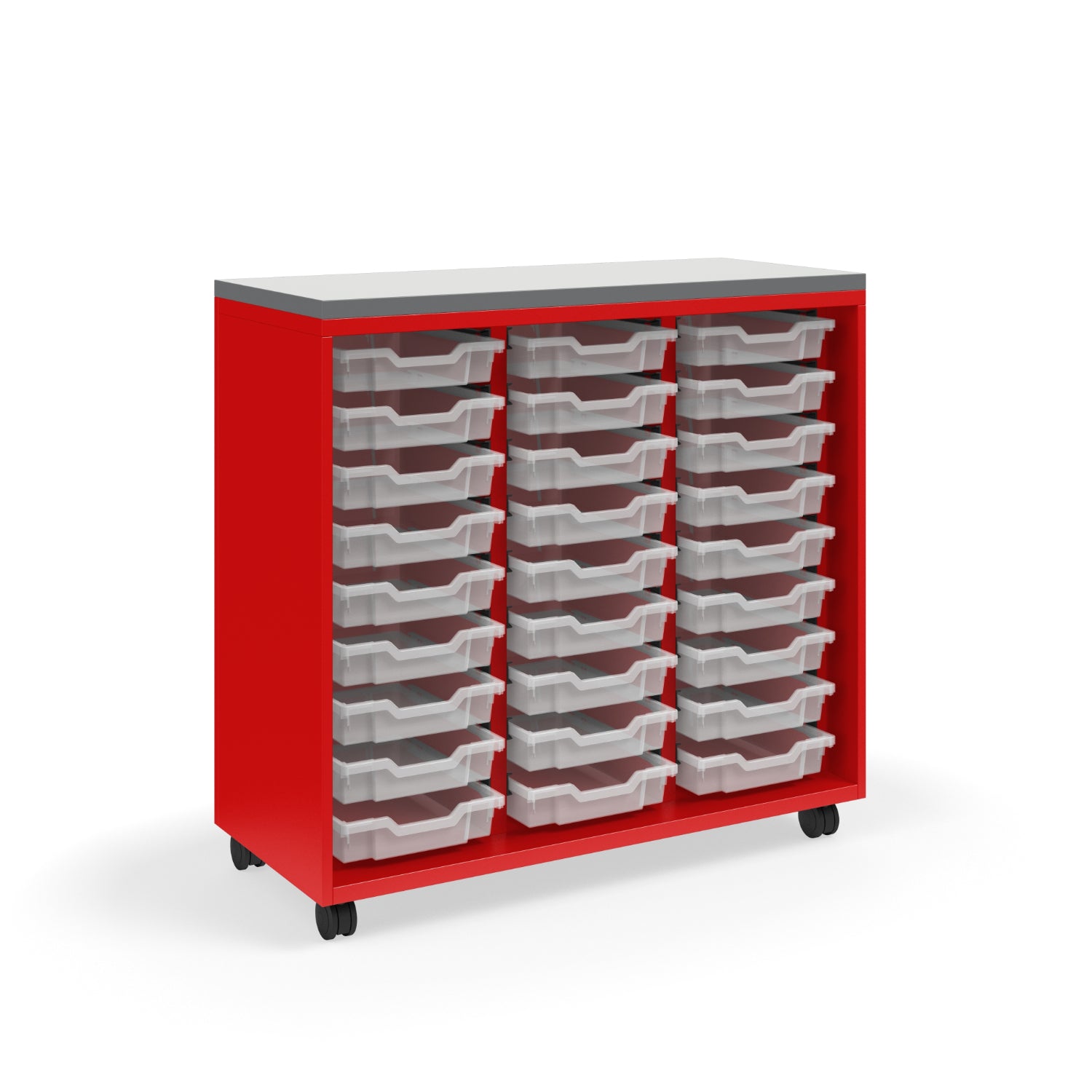 Ruckus Tote Storage with Laminate Top, Tall 3-Column Open Unit with (27) 3" Totes, FREE SHIPPING