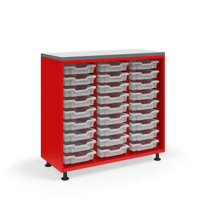 Ruckus Tote Storage with Laminate Top, Tall 3-Column Open Unit with (27) 3" Totes, FREE SHIPPING