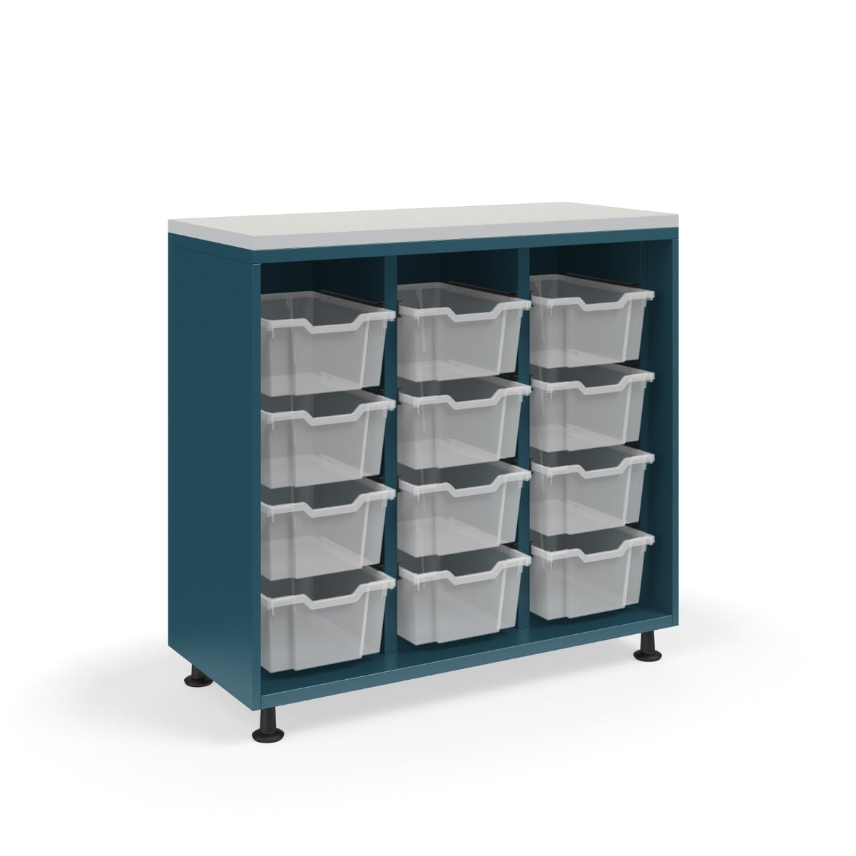 KI Ruckus Tote Storage with Laminate Top, Tall 3-Column Open Unit with (12) 6" Totes, FREE SHIPPING