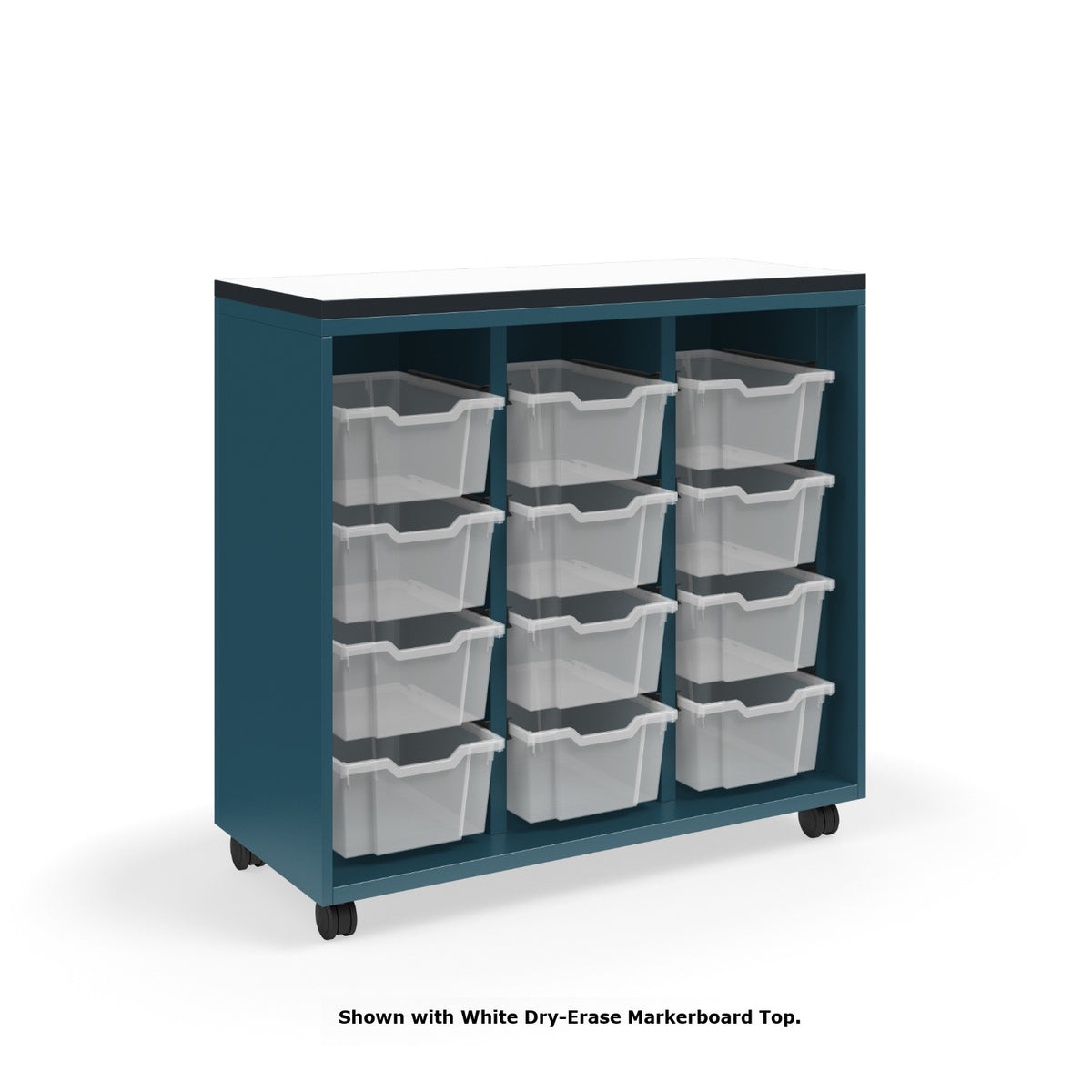 KI Ruckus Tote Storage with Laminate Top, Tall 3-Column Open Unit with (12) 6" Totes, FREE SHIPPING