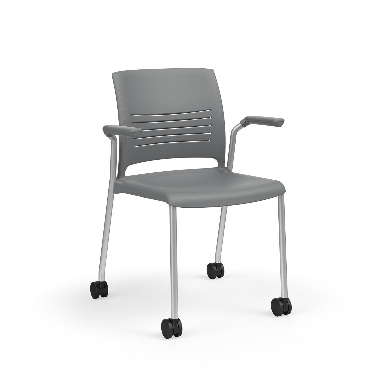 KI Strive Stacking 4-Leg Cantilever Arm Chair with Casters, Polypropylene Seat/Back, FREE SHIPPING
