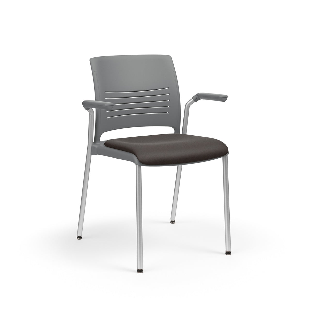 KI Strive Stacking 4-Leg Cantilever Arm Chair with Glides, Upholstered Seat/Poylpropylene Back, FREE SHIPPING