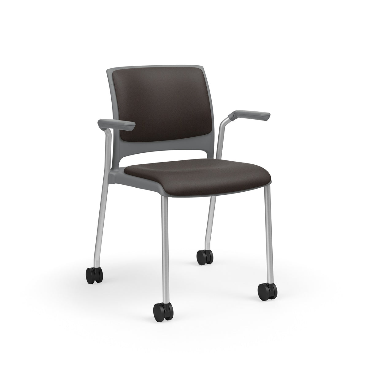 KI Strive Stacking 4-Leg Cantilever Arm Chair with Casters, Upholstered Seat/Back, FREE SHIPPING