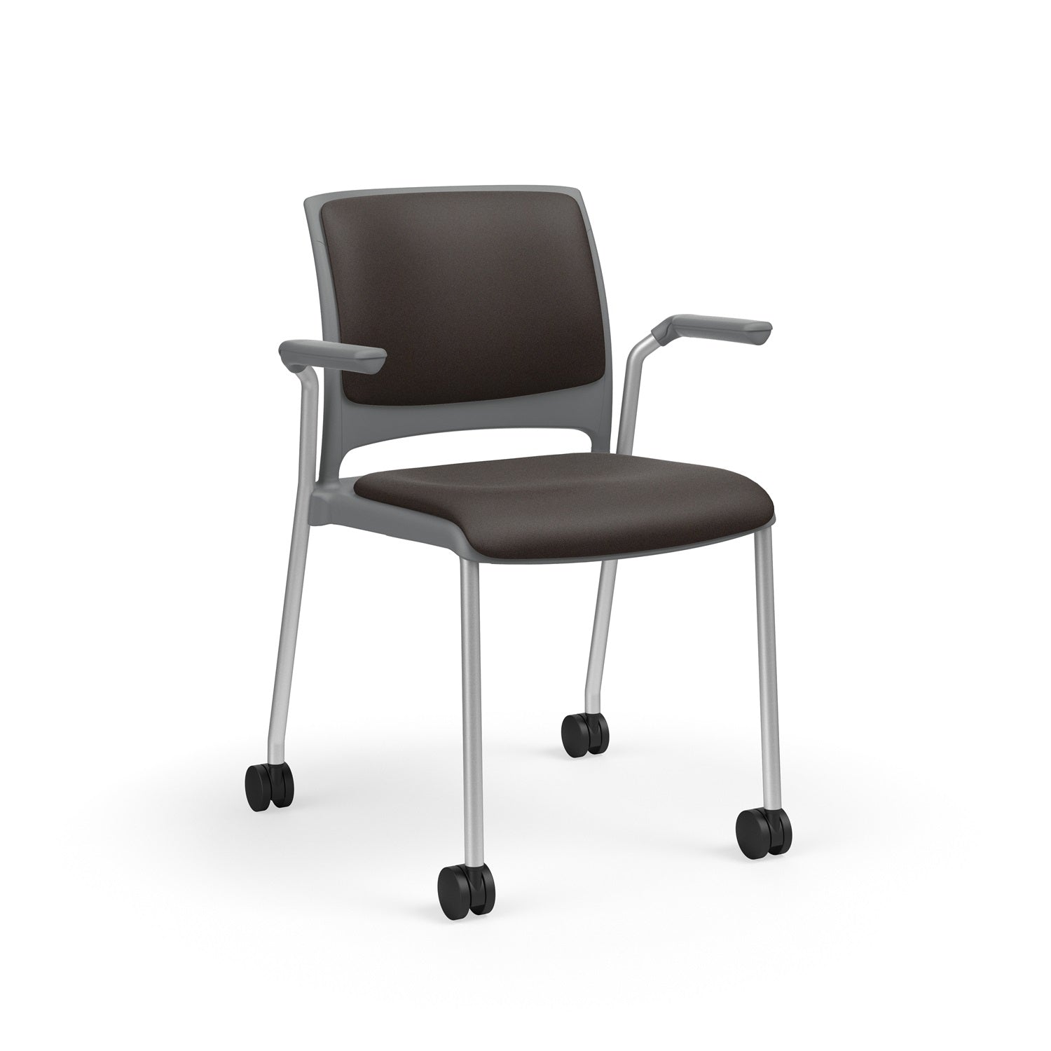 Strive Stacking 4-Leg Cantilever Arm Chair with Casters, Upholstered Seat/Back, FREE SHIPPING