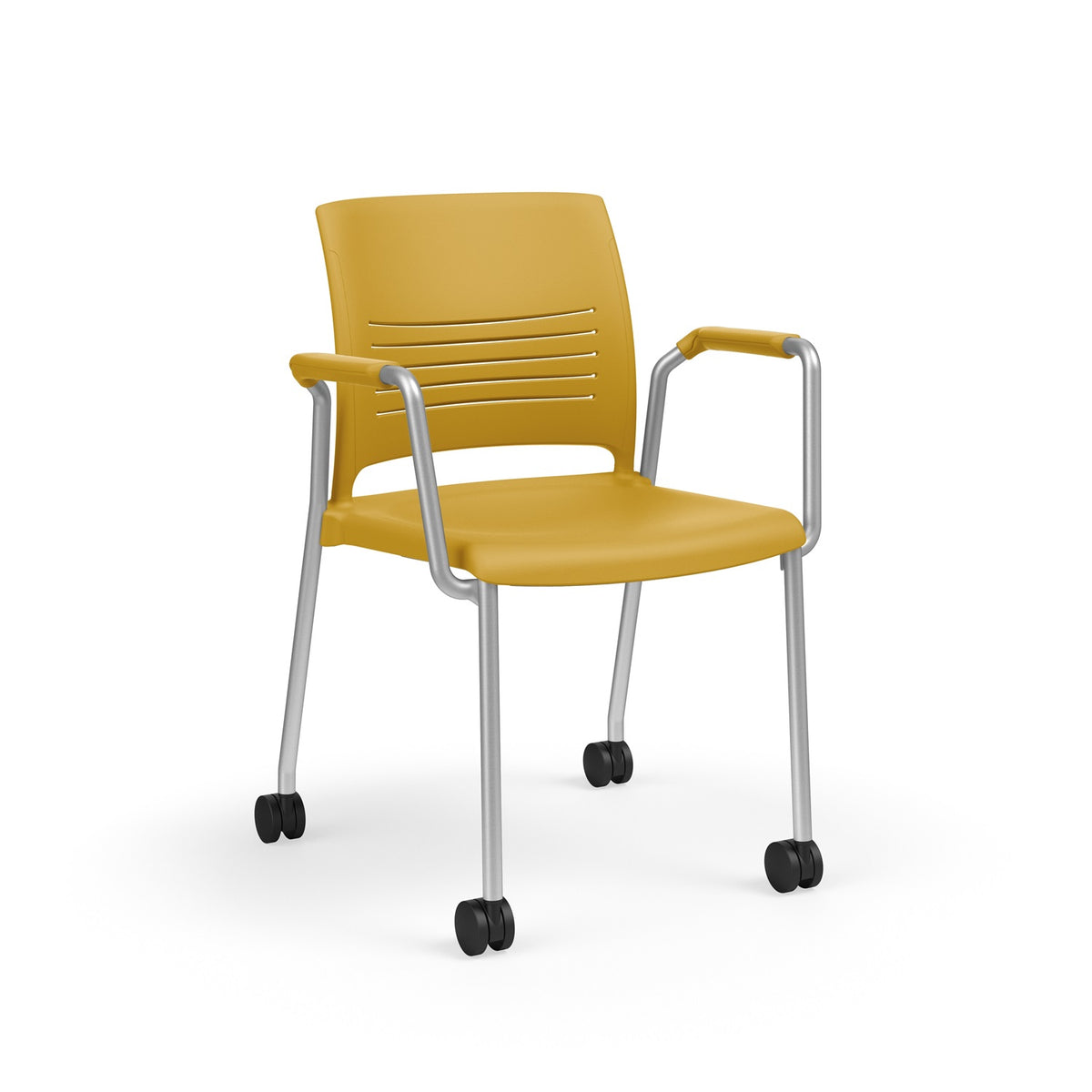 KI Strive Stacking 4-Leg Loop Arm Chair with Casters, Polypropylene Seat/Back, FREE SHIPPING