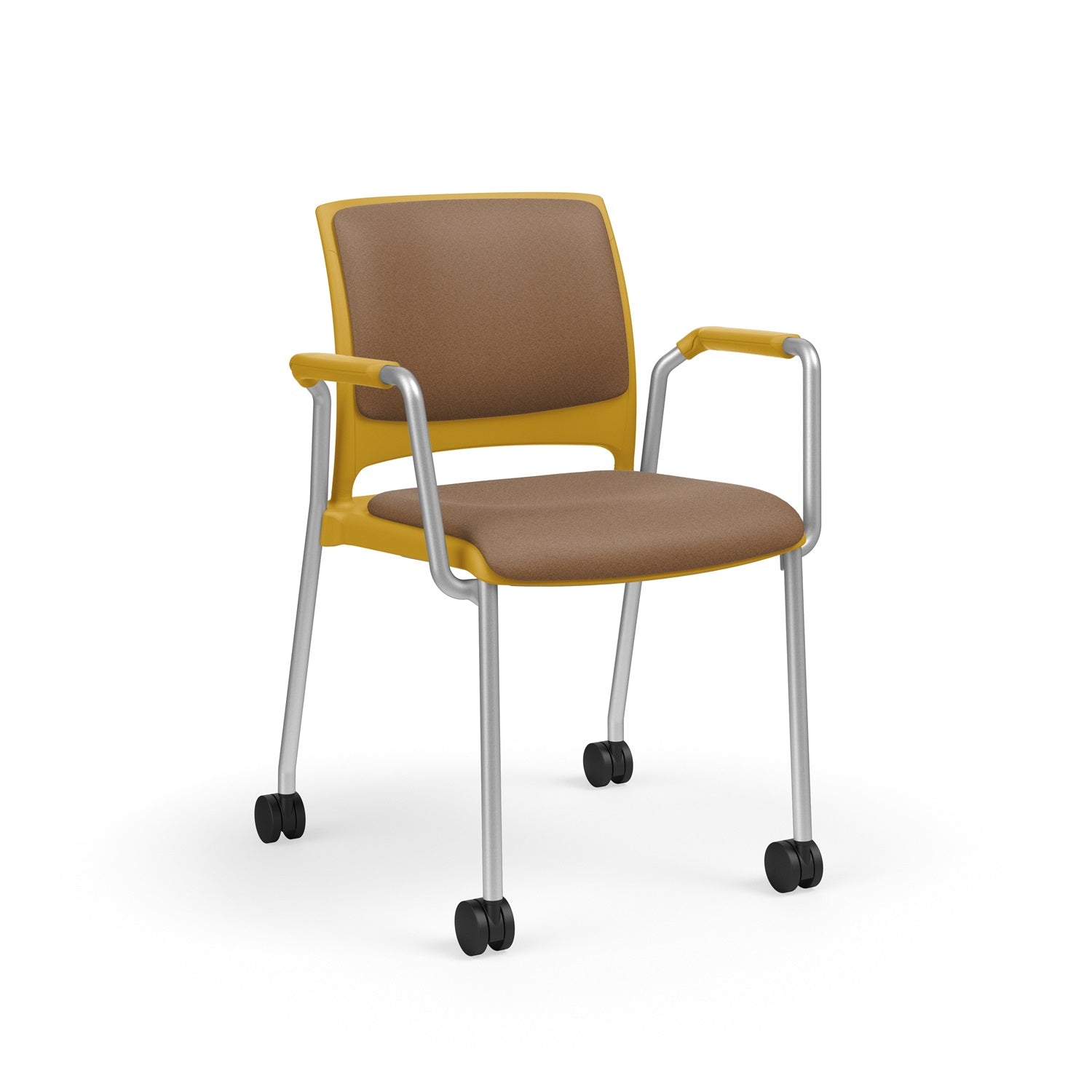 Strive Stacking 4-Leg Loop Arm Chair with Casters, Upholstered Seat/Back, FREE SHIPPING