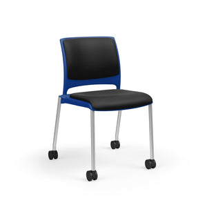 Strive Stacking 4-Leg Armless Chair with Casters, Upholstered Seat/Back, FREE SHIPPING