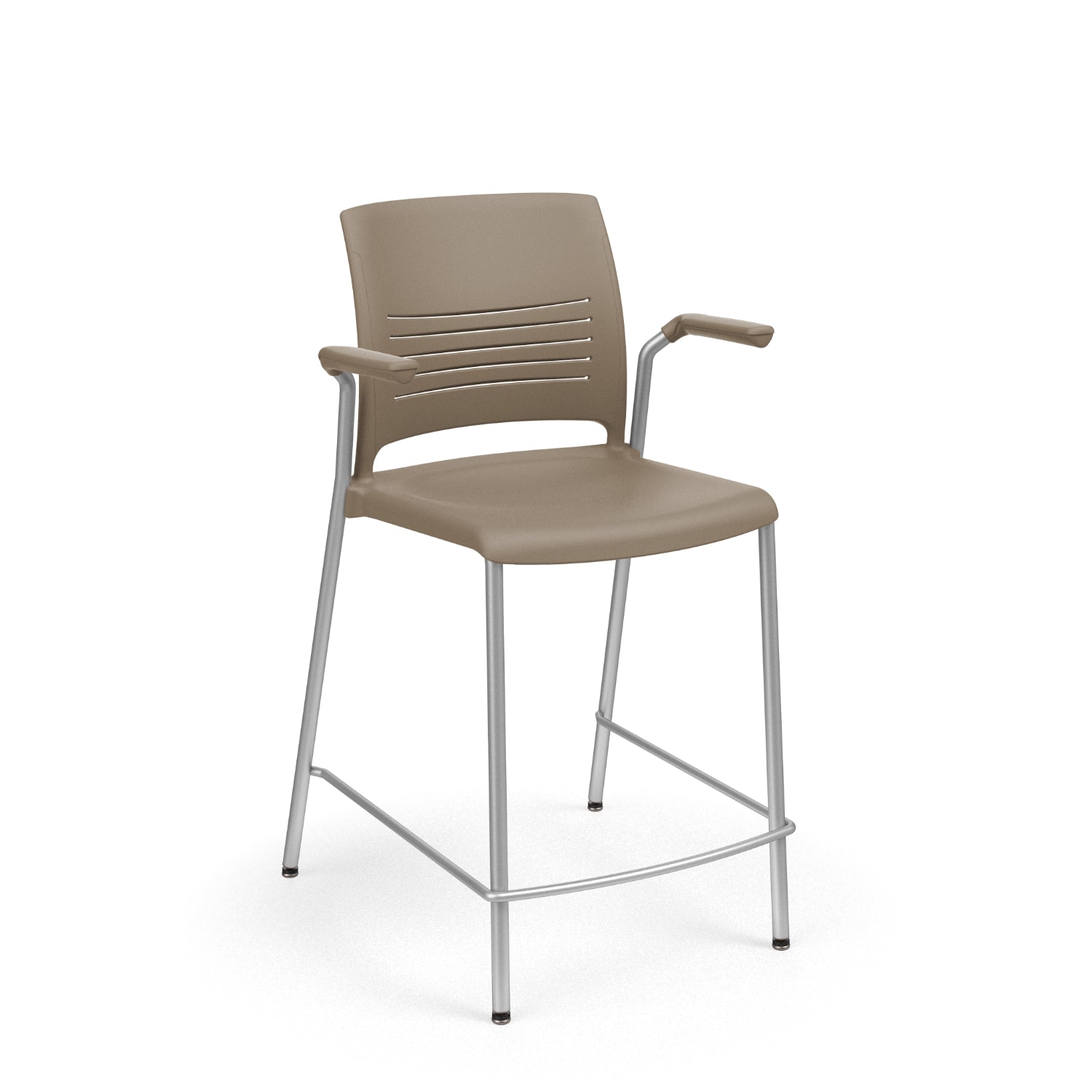 Strive Stacking 4-Leg Cantilever Arm Cafe Stool, 24" Seat Height, Polypropylene Seat/Back, FREE SHIPPING
