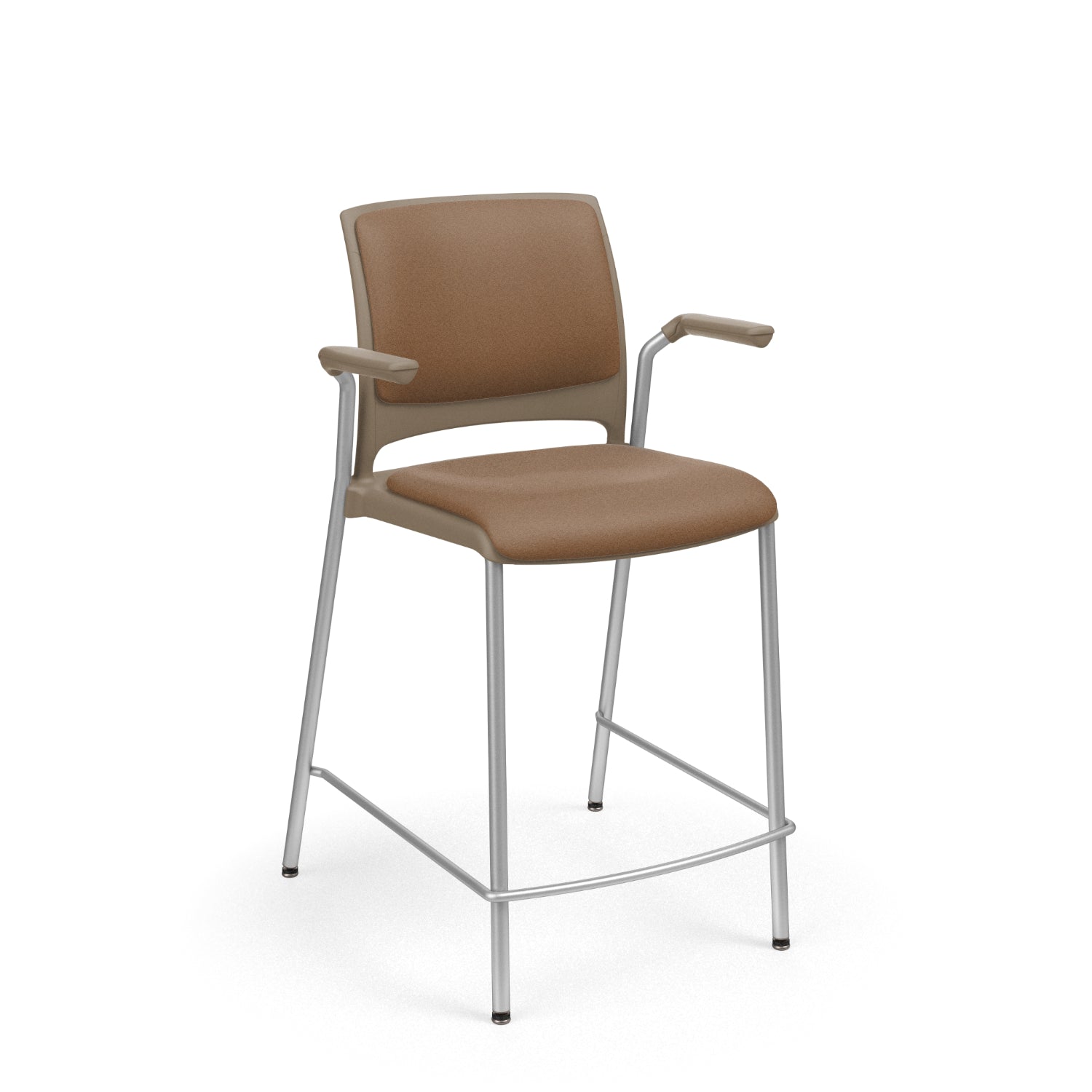 Strive Stacking 4-Leg Cantilever Arm Cafe Stool, 24" Seat Height, Upholstered Seat/Back, FREE SHIPPING