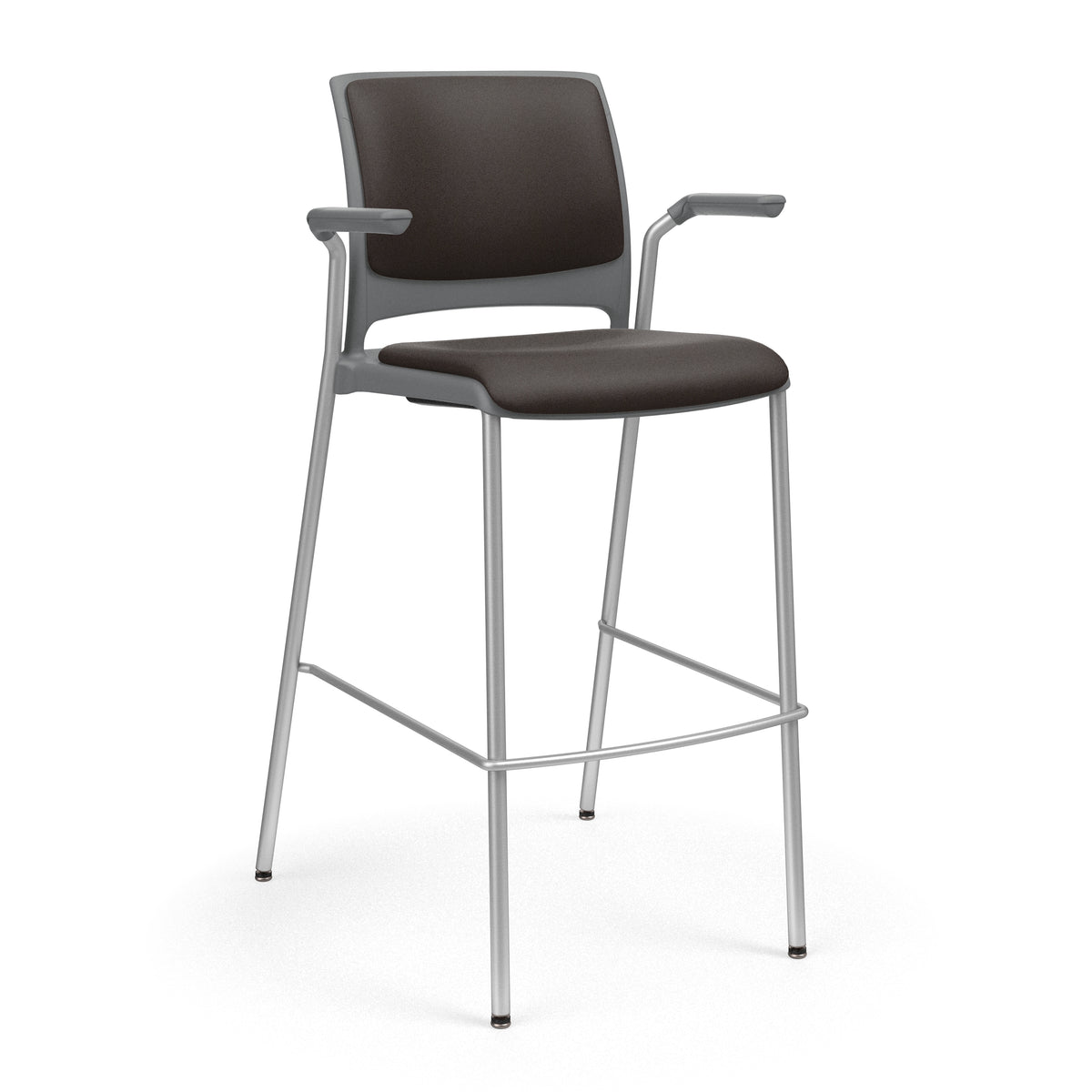 KI Strive Stacking 4-Leg Cantilever Arm Cafe Stool, 30" Seat Height, Upholstered Seat/Back, FREE SHIPPING
