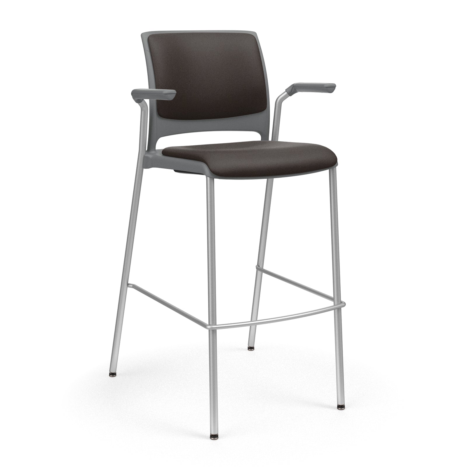 KI Strive Stacking 4-Leg Cantilever Arm Cafe Stool, 30" Seat Height, Upholstered Seat/Back, FREE SHIPPING