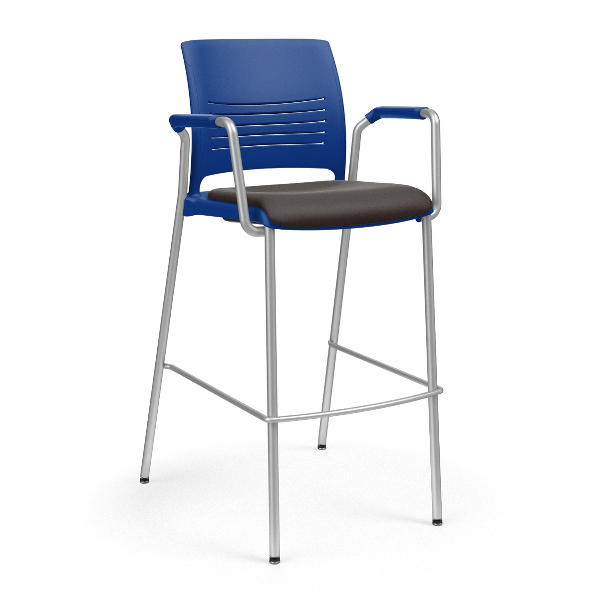 KI Strive 4-leg Loop Arm Cafe Stool, 30" Seat Height, Upholstered Seat/Polypropylene Back, FREE SHIPPING