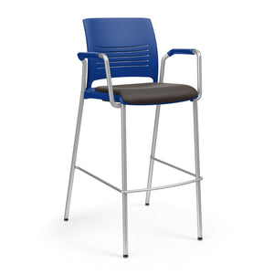 Strive 4-leg Loop Arm Cafe Stool, 30" Seat Height, Upholstered Seat/Polypropylene Back, FREE SHIPPING