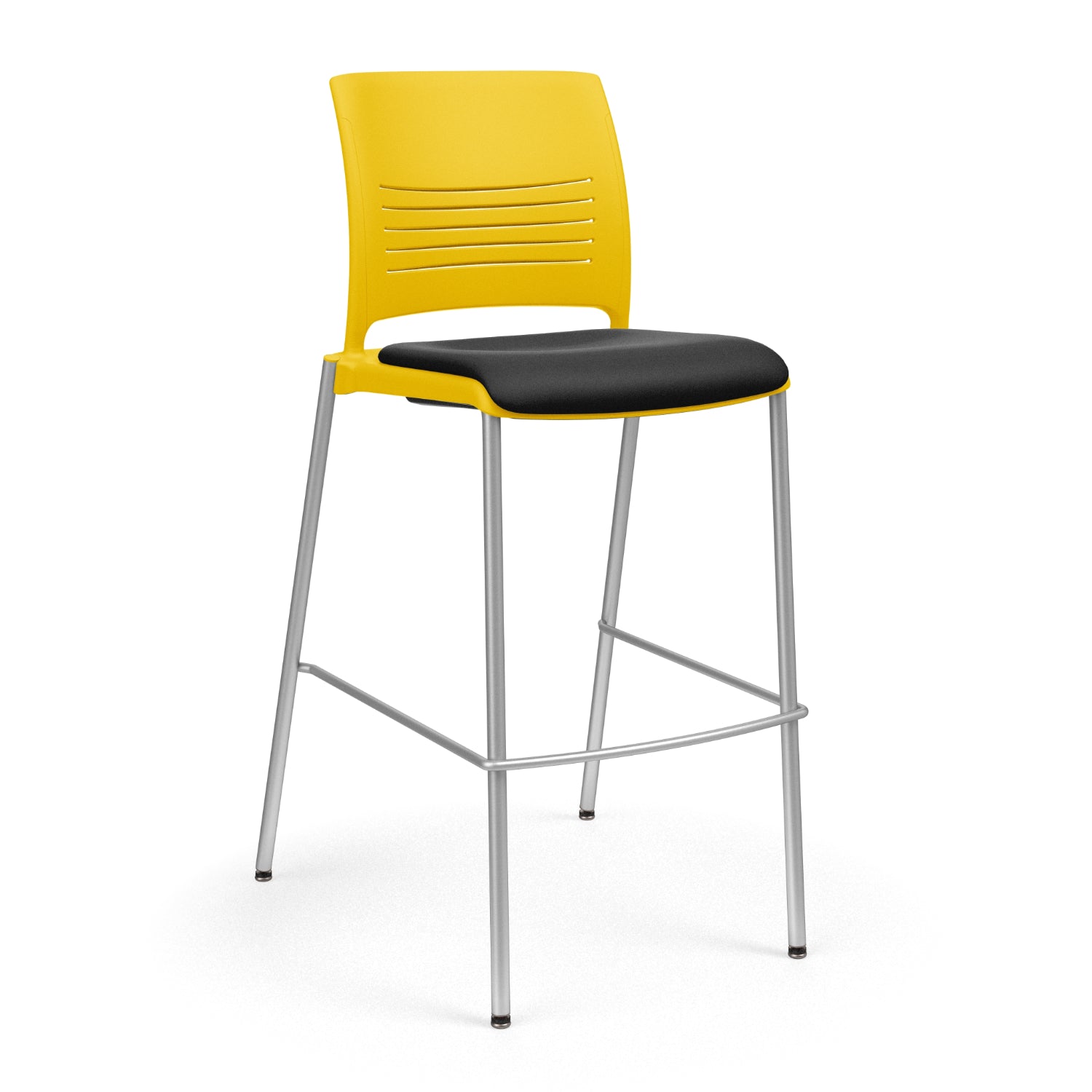 KI Strive Stacking 4-Leg Armless Cafe Stool, 30" Seat Height, Upholstered Seat/Polypropylene Back, FREE SHIPPING