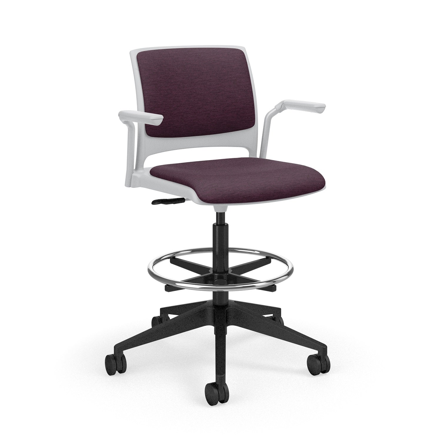 Strive Cantilever Arm Task Stool, Upholstered Seat/Back, FREE SHIPPING