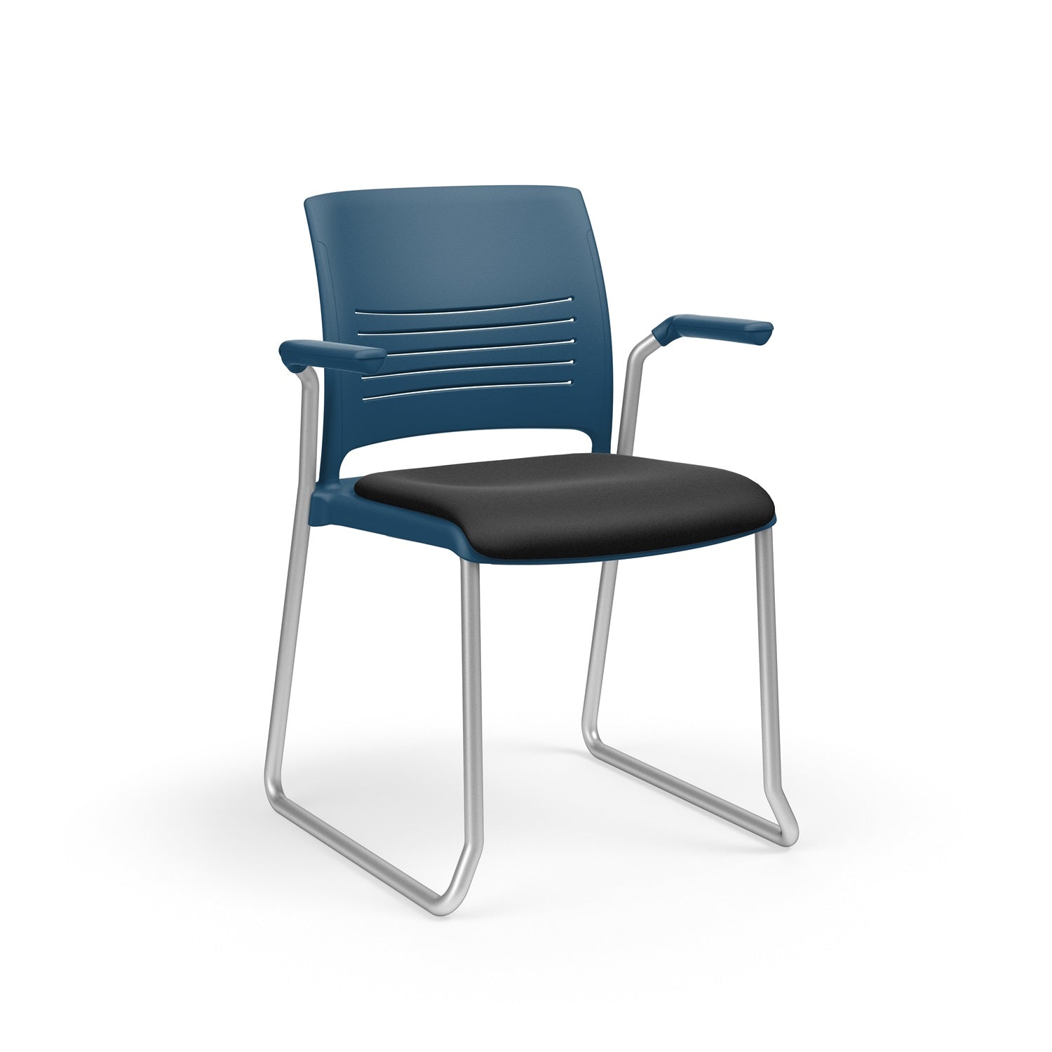 Strive Stacking Sled Base Cantilever Arm Chair, Upholstered Seat/Polypropylene Back, FREE SHIPPING