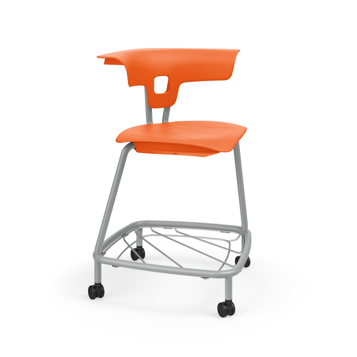 KI Ruckus Stool with Casters and Bookbag Rack, Polypropylene Seat, 24" Seat Height, FREE SHIPPING