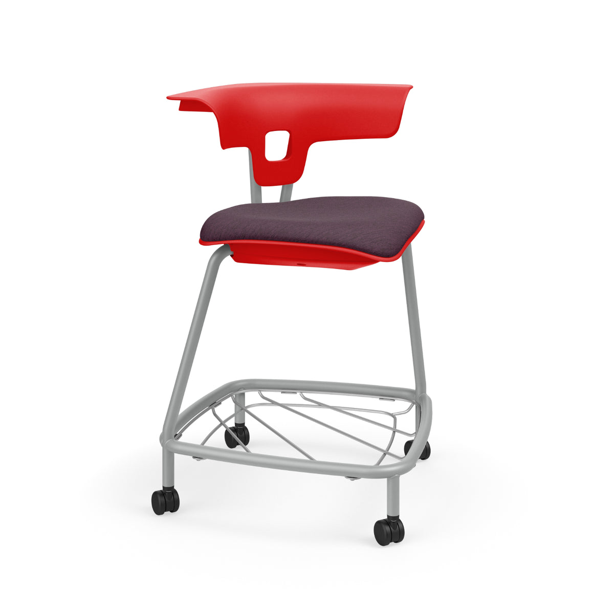 KI Ruckus Stool with Casters and Bookbag Rack, Upholstered Seat, 24" Seat Height, FREE SHIPPING