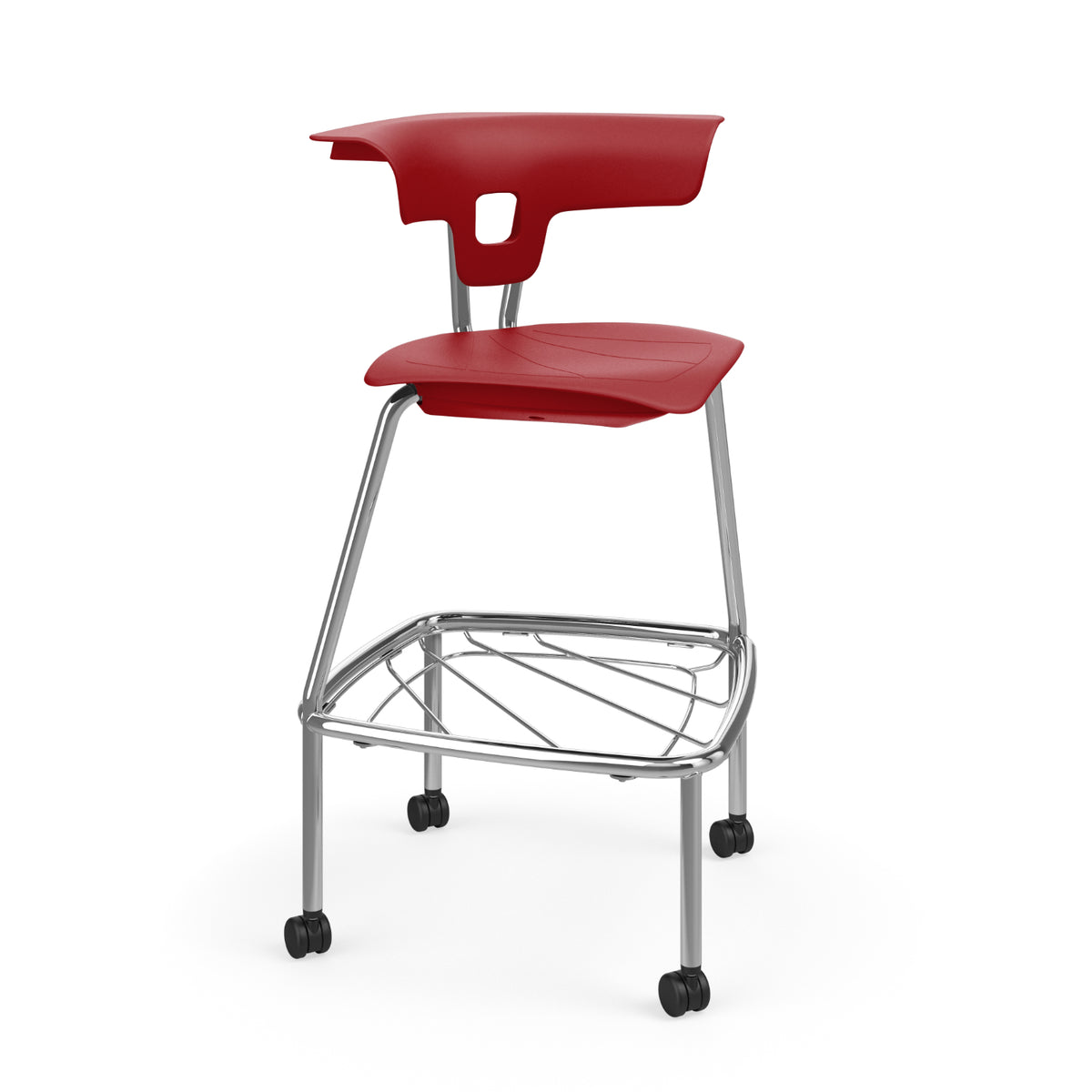 KI Ruckus Stool with Casters and Bookbag Rack, Polypropylene Seat, 30" Seat Height, FREE SHIPPING