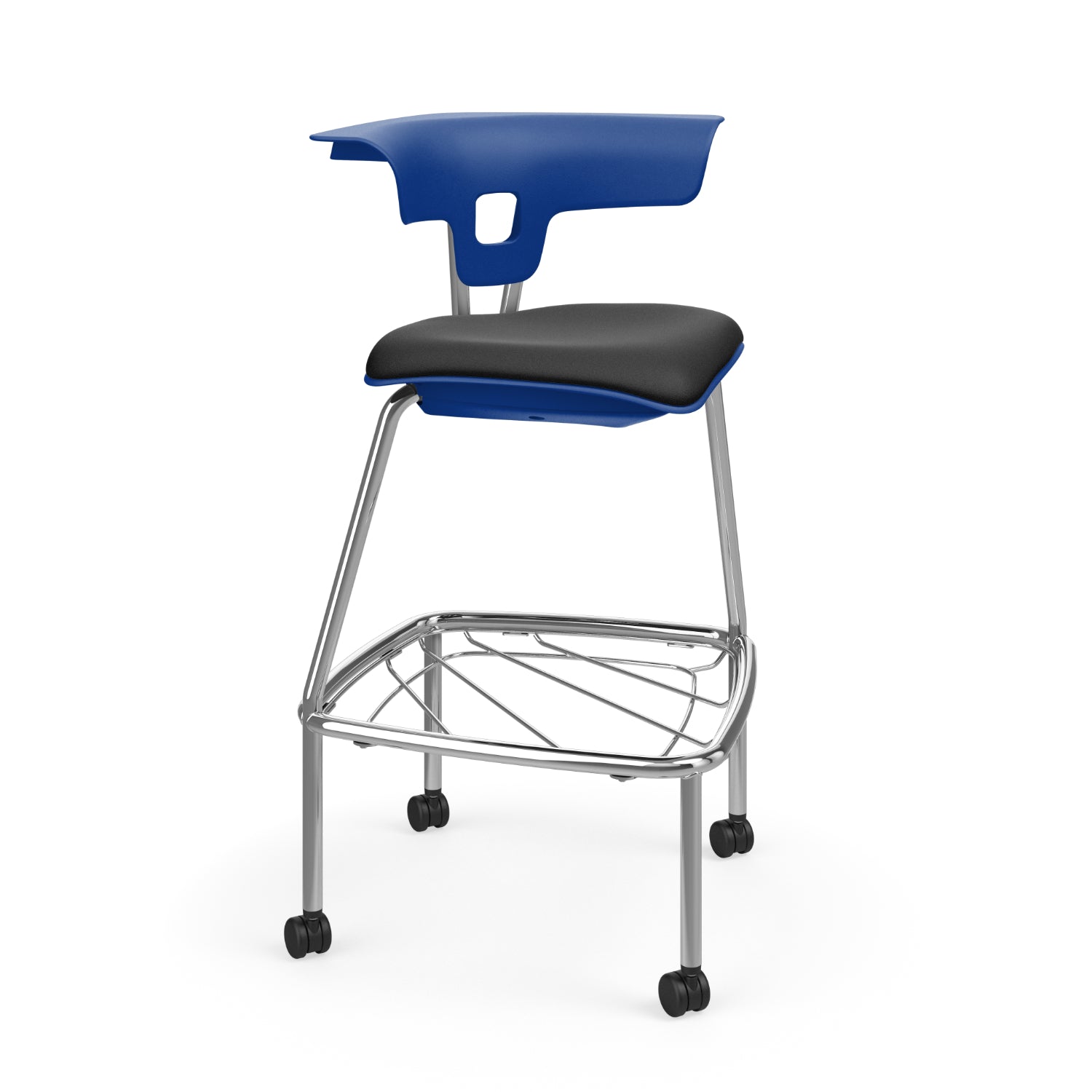 KI Ruckus Stool with Casters and Bookbag Rack, Upholstered Seat, 30" Seat Height, FREE SHIPPING