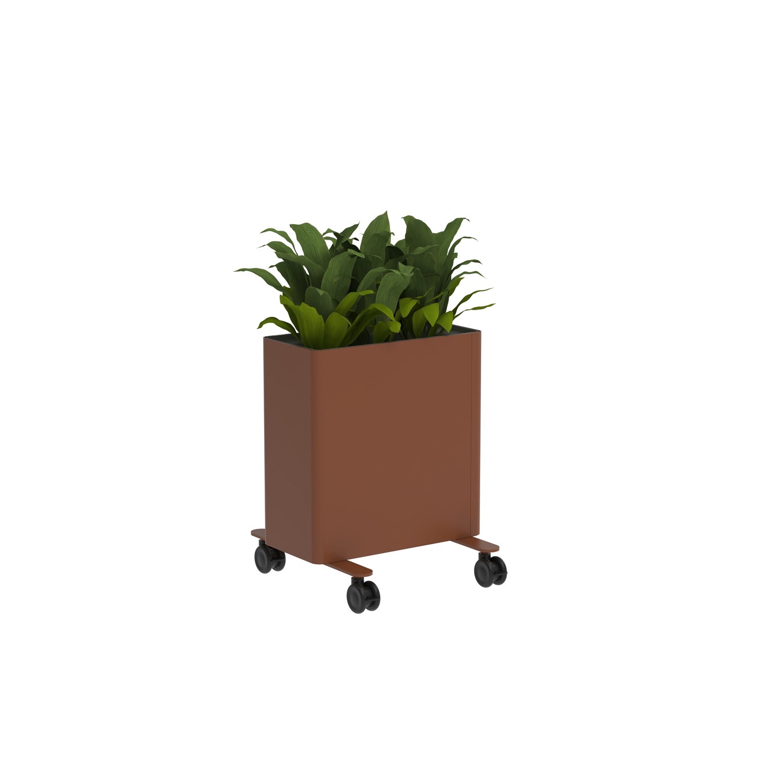 KASKAD® CASTERS Indoor Painted Steel Rectangular Planter, 18" W x 18" D x 22-1/4' H