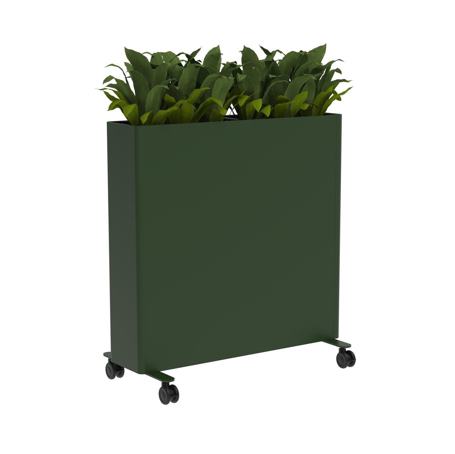 KASKAD® CASTERS Indoor Painted Steel Rectangular Planter, 36" W x 18" D x 38-1/4" H