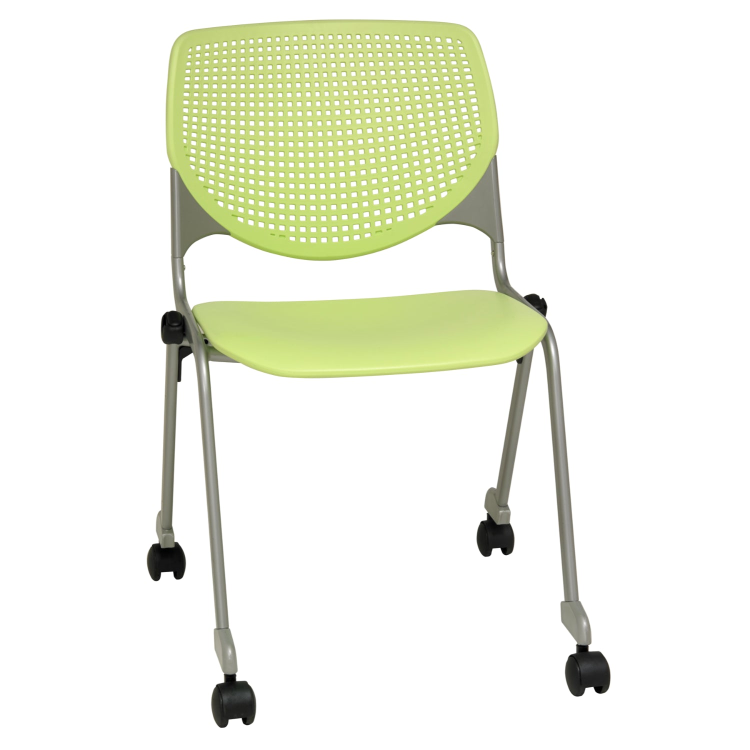 Kool Armless Multi-Purpose Stack Chair with Casters, Plastic Back, Antimicrobial Vinyl Seat