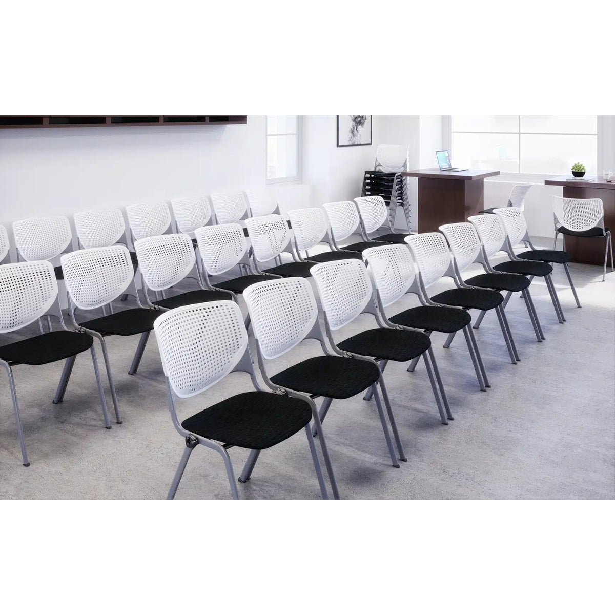 Kool Armless Multi-Purpose Stack Chair with Glides, Plastic Back, Fabric Seat