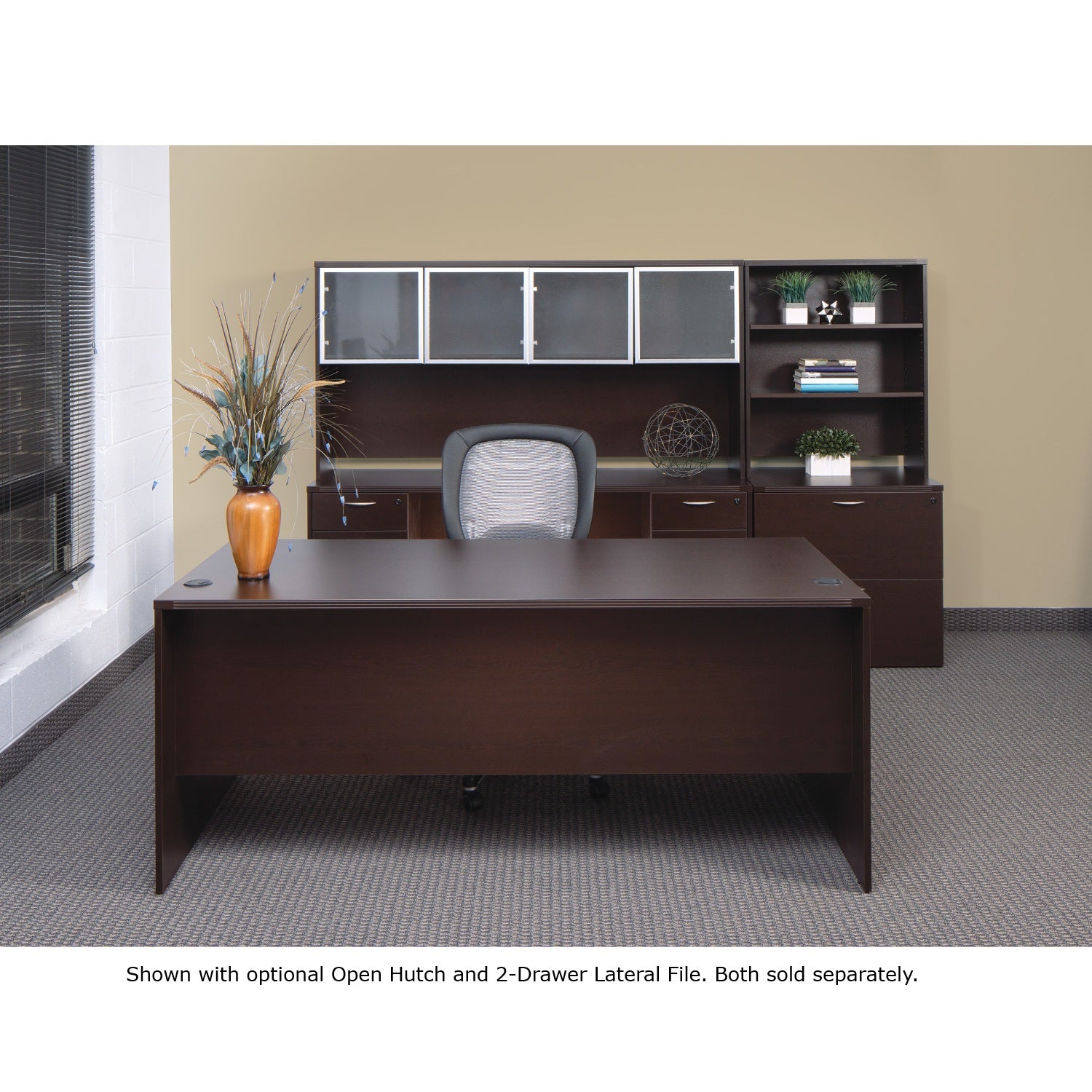 Lodi Executive Office with Aluminum/Glass Door Hutch