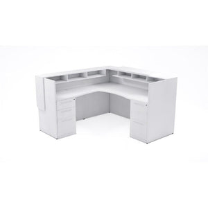 Potenza Single Left Handed Reception Station with Rectangular Laminate Transactional Top, Return and Front Overlay Conversions, FREE SHIPPING