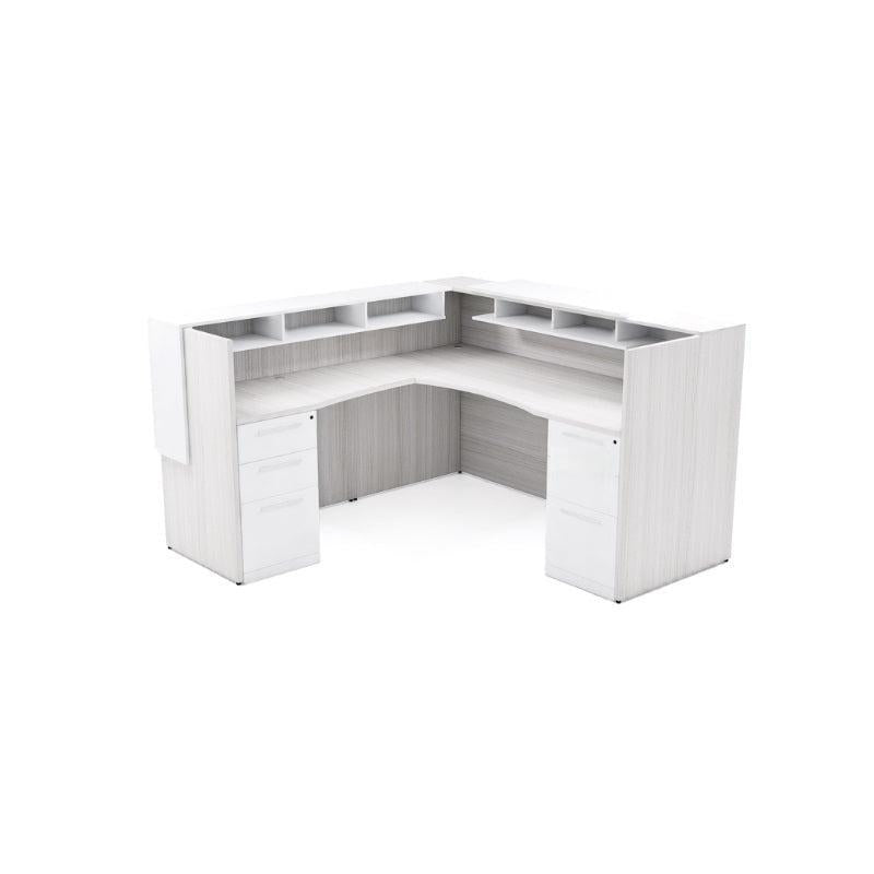 Potenza Single Left Handed Reception Station with Rectangular Laminate Transactional Top, Return and Front Overlay Conversions, FREE SHIPPING