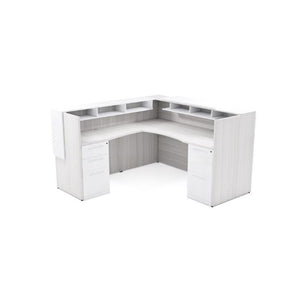 Potenza Single Left Handed Reception Station with Rectangular Laminate Transactional Top, Return and Front Overlay Conversions, FREE SHIPPING