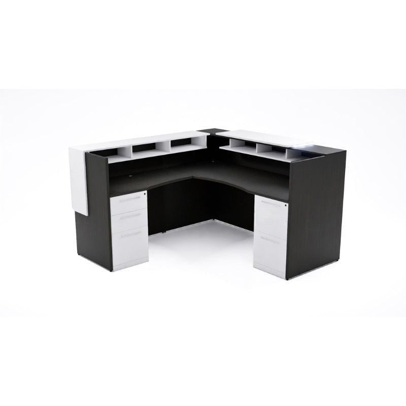 Potenza Single Left Handed Reception Station with Rectangular Laminate Transactional Top, Return and Front Overlay Conversions, FREE SHIPPING