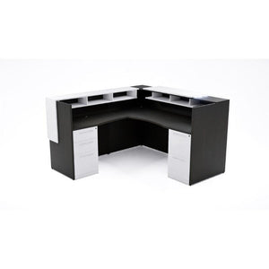 Potenza Single Left Handed Reception Station with Rectangular Laminate Transactional Top, Return and Front Overlay Conversions, FREE SHIPPING