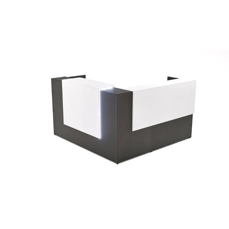 Potenza Single Left Handed Reception Station with Rectangular Laminate Transactional Top, Return and Front Overlay Conversions, FREE SHIPPING