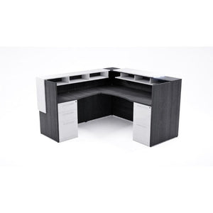 Potenza Single Left Handed Reception Station with Rectangular Laminate Transactional Top, Return and Front Overlay Conversions, FREE SHIPPING