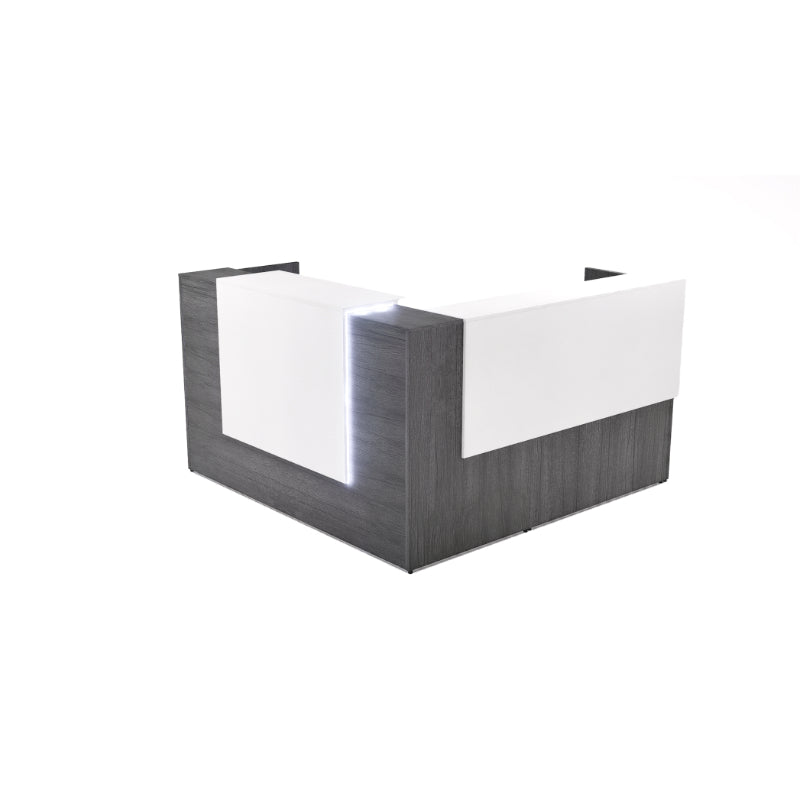 Potenza Single Left Handed Reception Station with Rectangular Laminate Transactional Top, Return and Front Overlay Conversions, FREE SHIPPING