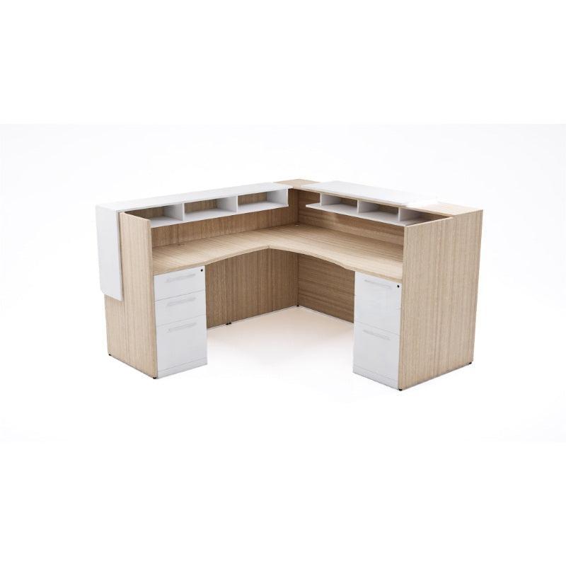 Potenza Single Left Handed Reception Station with Rectangular Laminate Transactional Top, Return and Front Overlay Conversions, FREE SHIPPING