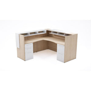 Potenza Single Left Handed Reception Station with Rectangular Laminate Transactional Top, Return and Front Overlay Conversions, FREE SHIPPING
