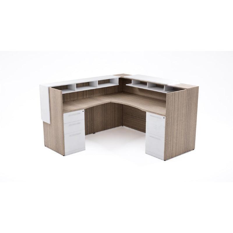 Potenza Single Left Handed Reception Station with Rectangular Laminate Transactional Top, Return and Front Overlay Conversions, FREE SHIPPING