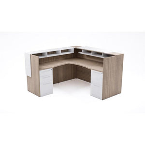Potenza Single Left Handed Reception Station with Rectangular Laminate Transactional Top, Return and Front Overlay Conversions, FREE SHIPPING