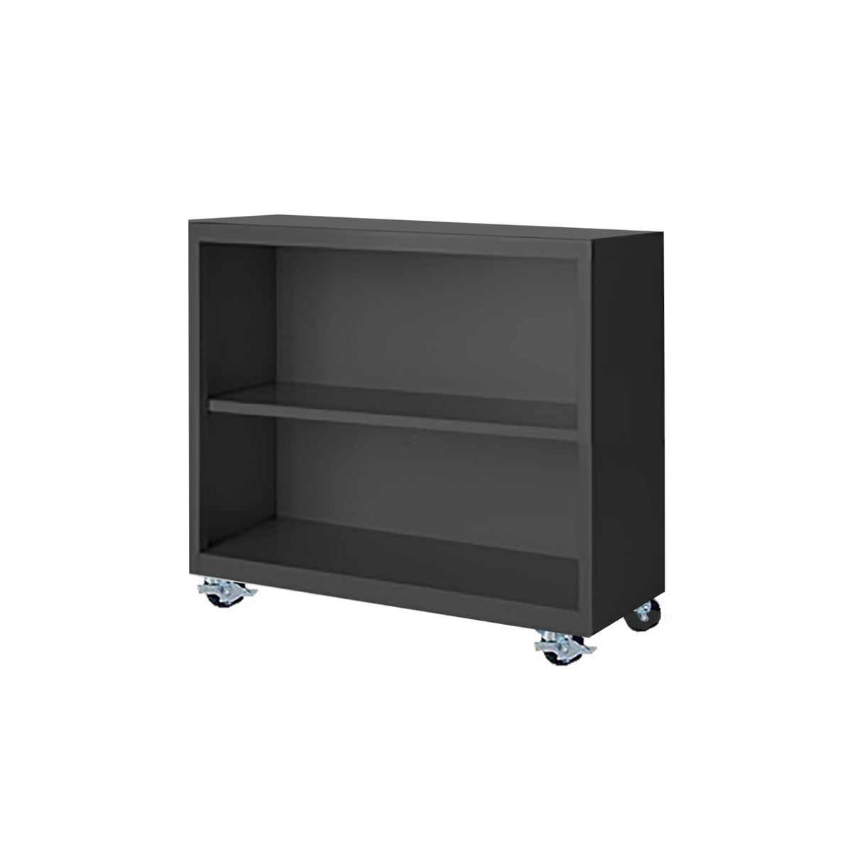 Herculite Metal Mobile Bookcase with 1 Adjustable Shelf, 36" W x 18" D x 33" H